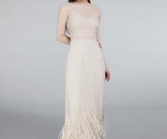 Max Mara Bridal - Abito in tulle, paillettes e piume