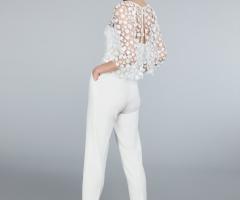 Max Mara Bridal - Top in tulle ricamato con pantalone in cady