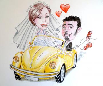 Ritratti e caricature per l'evento del matrimonio