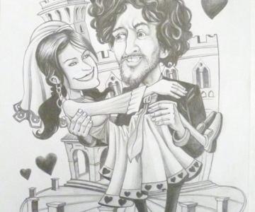 Ritratti e caricature per l'evento del matrimonio