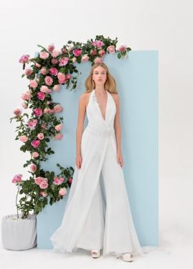 Abito da sposa originale con gonna pantalone