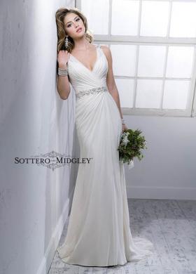 Abito da sposa con scollo intrecciato e cinta in vita - Mod. Ruth Sottero & Midgley