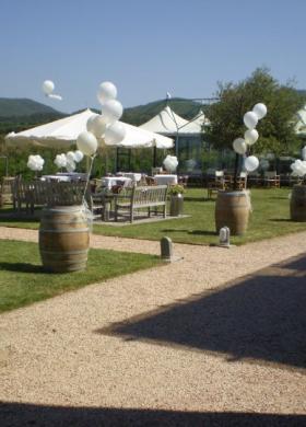 Palloncini per il ricevimento di matrimonio in giardino