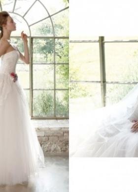 Abito da sposa con gonna in tulle e rosa in vita - Collezione Atmosfere Provenzali