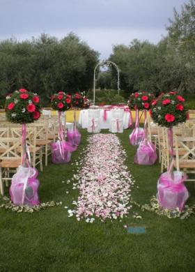 Matrimonio all'aperto con alberelli