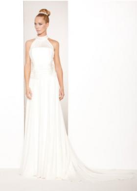 Abito da sposa con collo alto e scollo all'americana- Modello Anemone