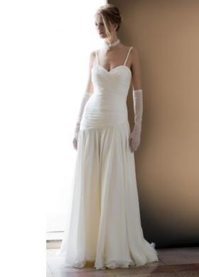 Abito da sposa stile sottoveste con gonna morbida in georgette