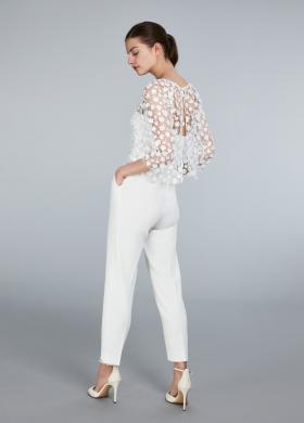 Max Mara Bridal - Top in tulle ricamato con pantalone in cady