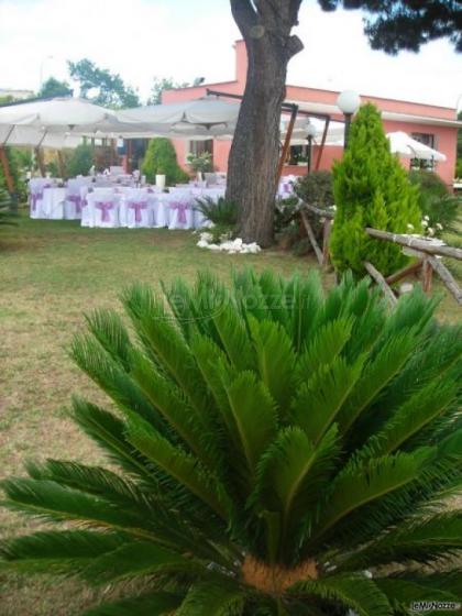 Allestimento del giardino per il ricevimento di matrimonio