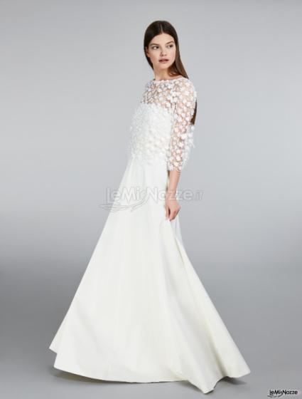 Max Mara Bridal - Abito in radzmir con top in tulle ricamato