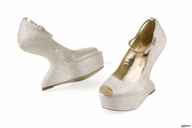 Calzaveste Damonte Marco - Peep toe in strass e zeppa