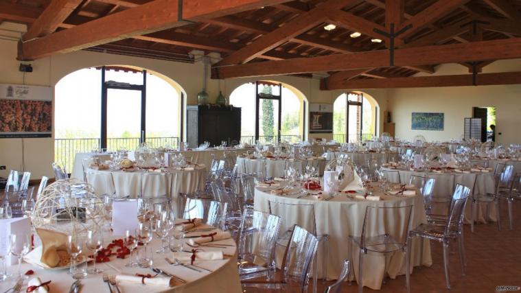 sala ricevimento allestita per matrimonio presso la Tenuta Coffele