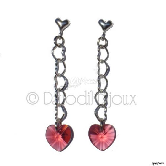 Orecchini a cuore con cristalli Swarovski in vari colori Pink Love