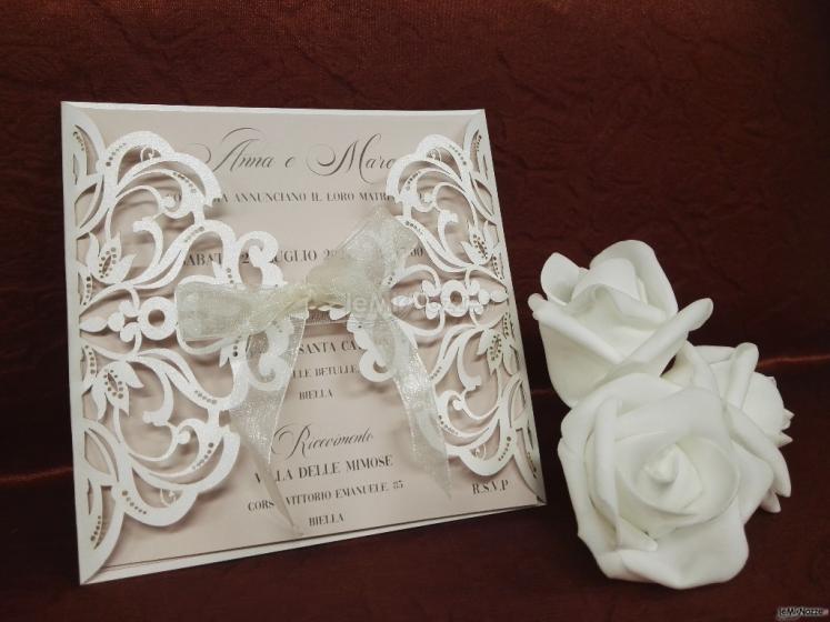 Partecipazione matrimonio pizzo laser cut