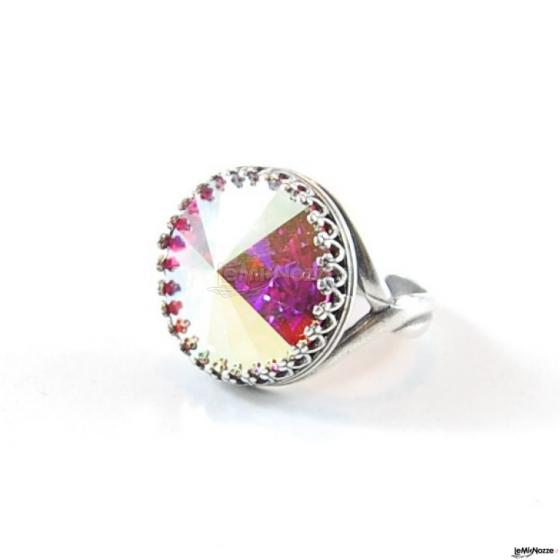 Anello in Swarovski grande e luminoso, regolabile, Sunshine Pink