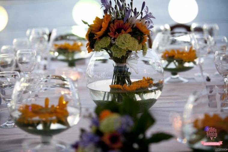 Girasoli galleggianti per i centrotavola - Calabria Wedding