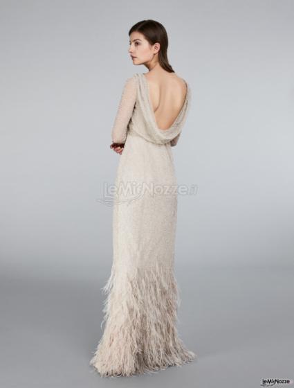 Max Mara Bridal - Abito in tulle, paillettes e piume