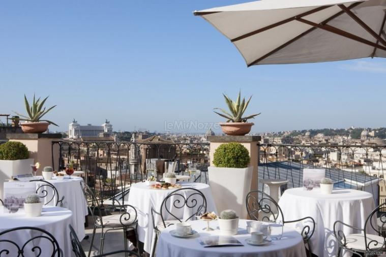 Ricevimento di matrimonio in terrazza con vista su Roma