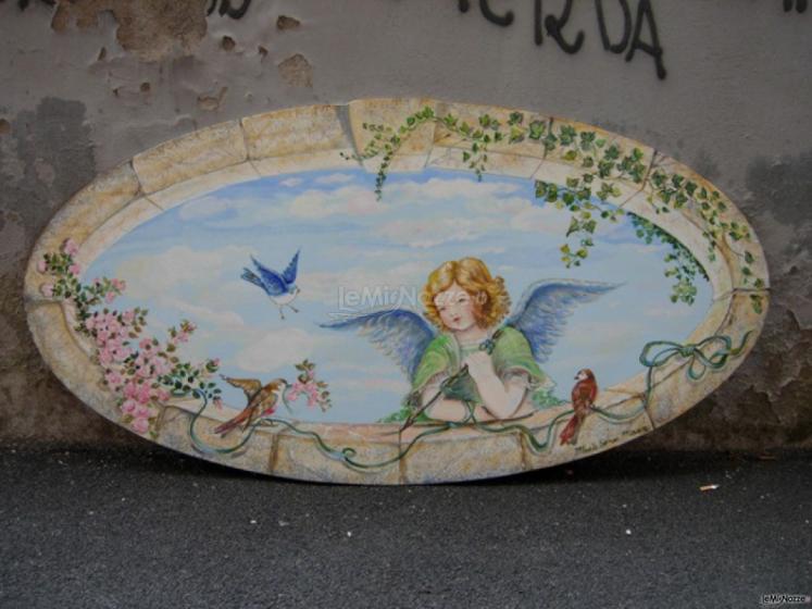 Dipinto Trompe l'Oeil per il matrimonio tema angeli