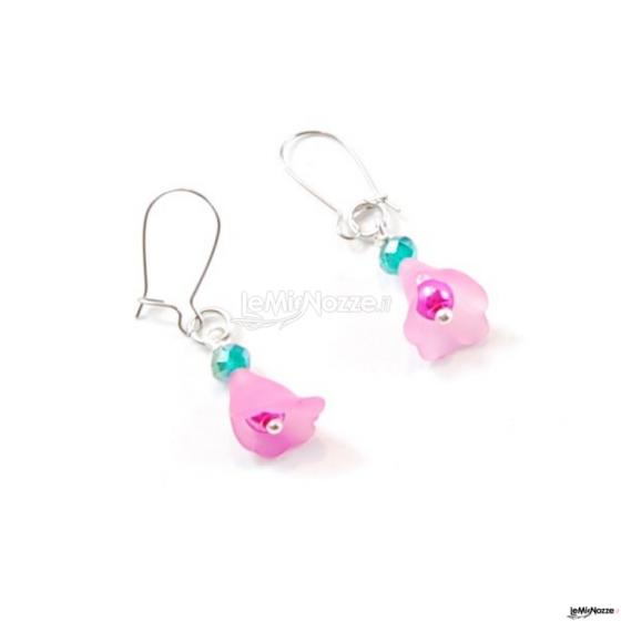 Orecchini fioriti da cerimonia Tiny Blossom Pink