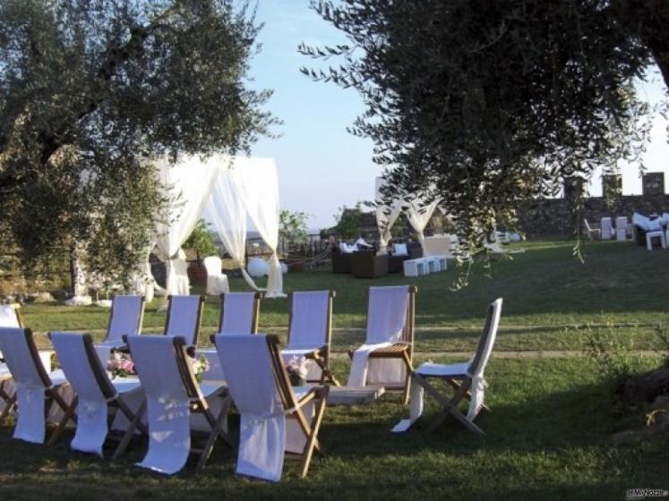 Particolare di allestimento di matrimonio in zona ulivi