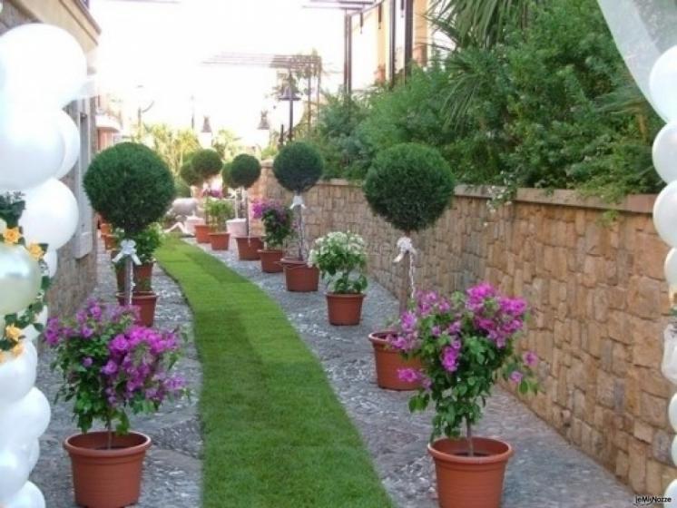 Allestimento decorazioni ricevimento di matrimonio presso Villa dei Melograni