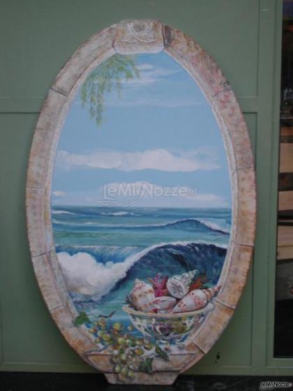 Dipinto Trompe l'Oeil per il matrimonio tema mare