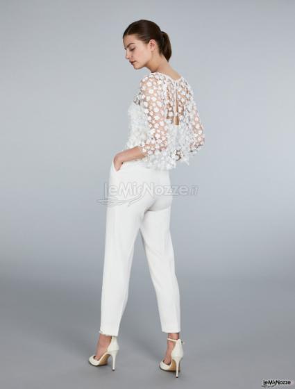 Max Mara Bridal - Top in tulle ricamato con pantalone in cady